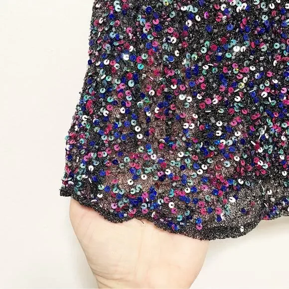 Parker Anna Short Sleeved Sequined Crewneck Multicolor Blouse - Picture 3 of 13